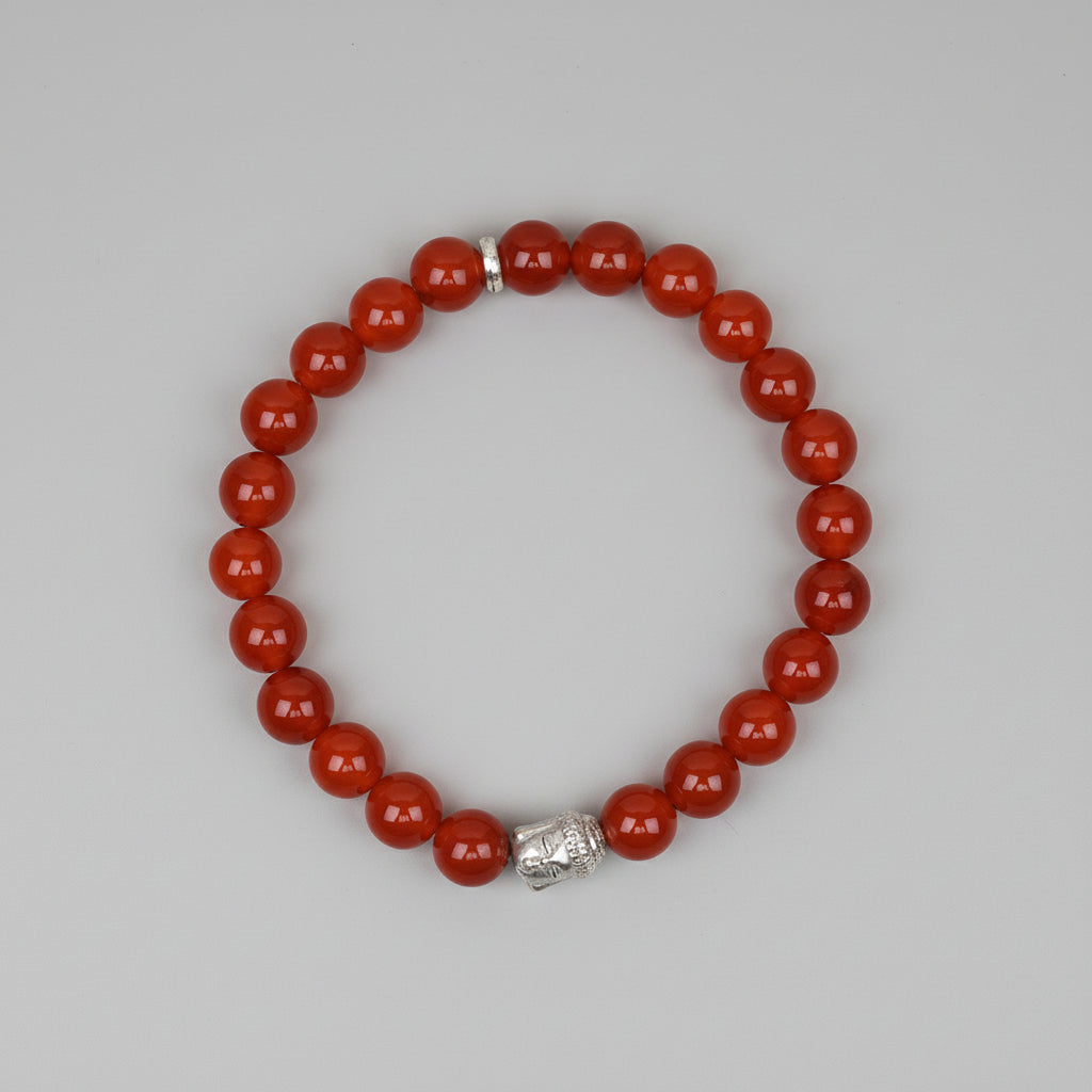 Red Carnelian Buddha Charm Bracelet-8 mm