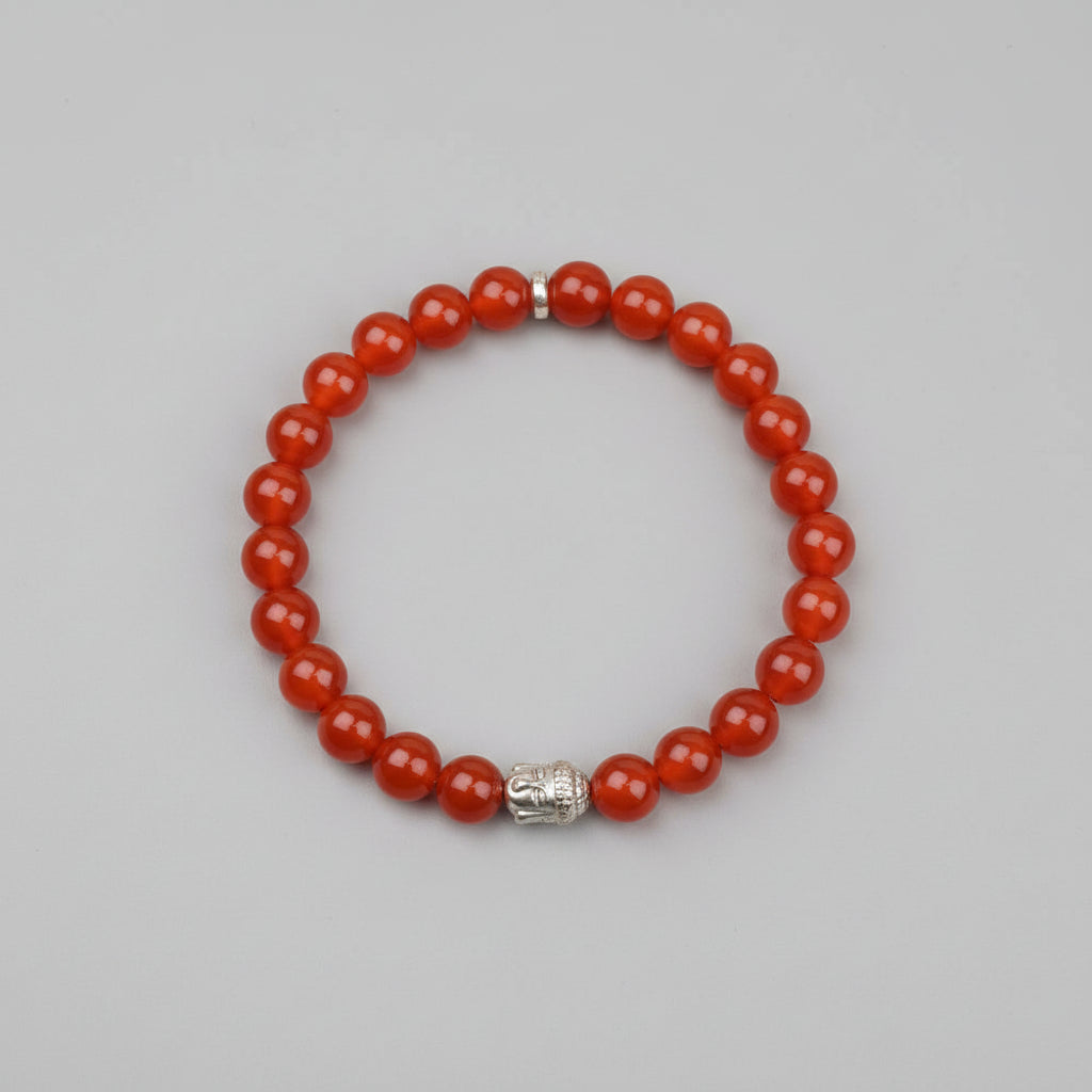 Red Carnelian Buddha Charm Bracelet-10 mm