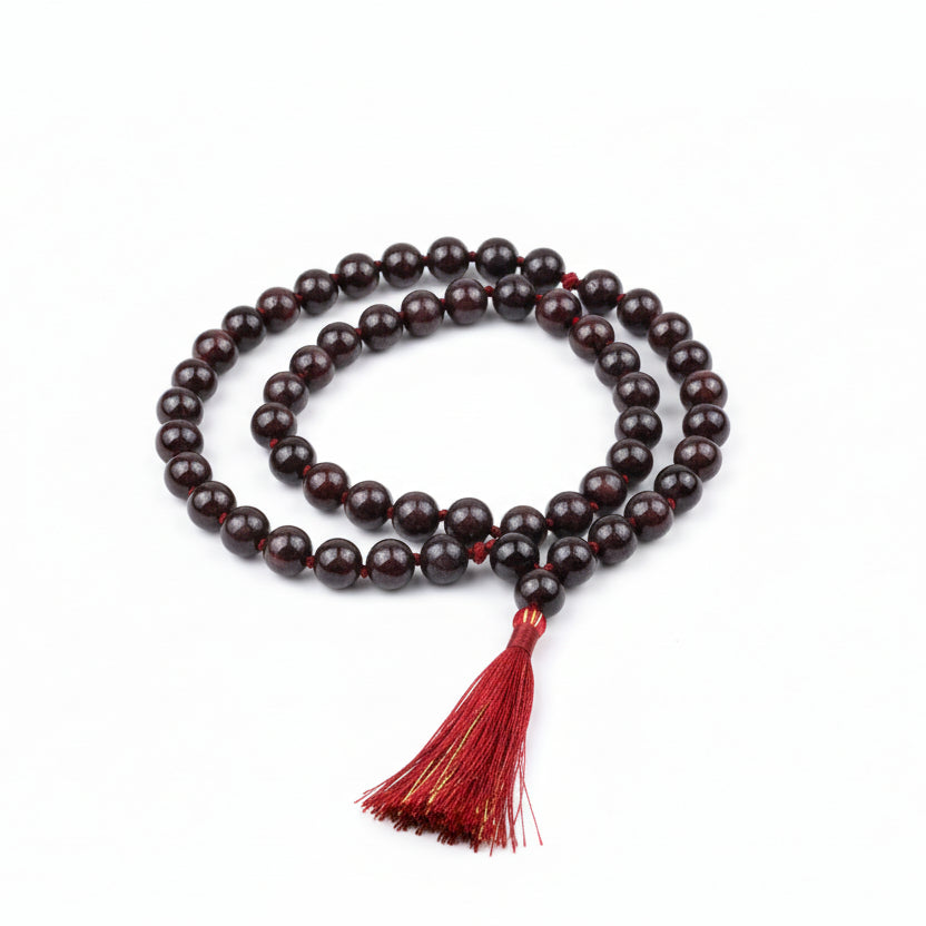Natural Garnet Knotted Mala-8 mm