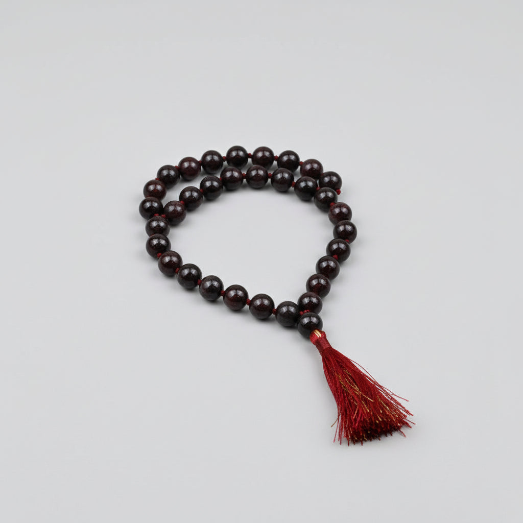 Natural Garnet Knotted Mala-5 mm