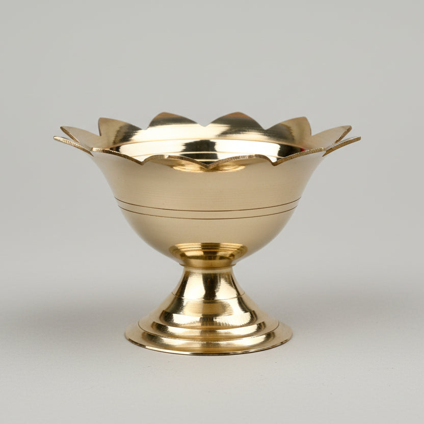 Brass Sunflower Diya-Brass Finish-Large