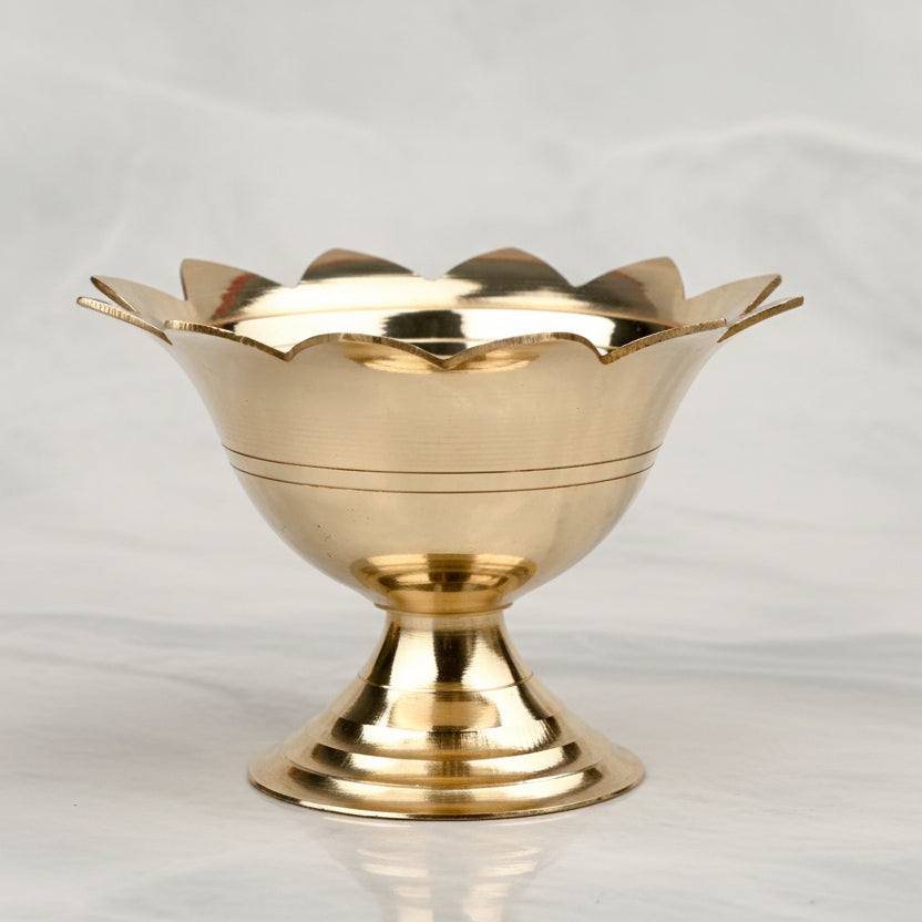 Brass Sunflower Diya-Brass Finish-Small