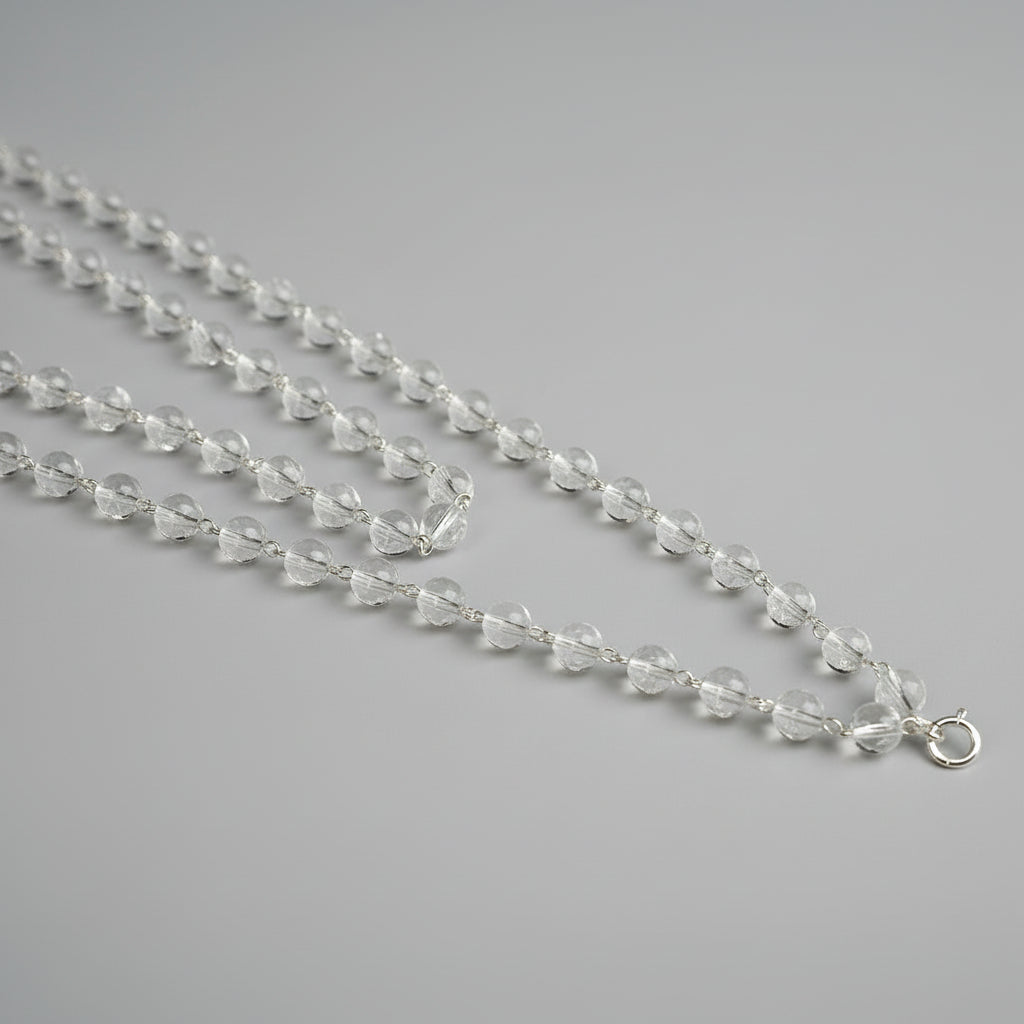 Sphatik Mala in Silver-7 mm-72+1 Beads
