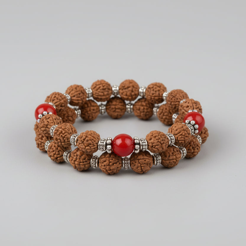6 mukhi Java Bracelet with Coral