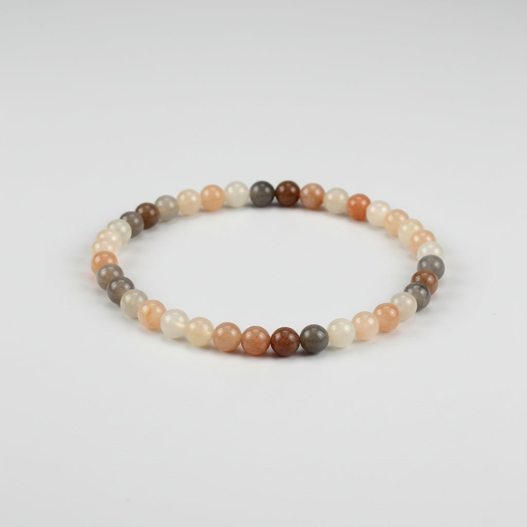 Multi Coloured Moonstone Round Mala-108 Beads (Size: 7 mm)