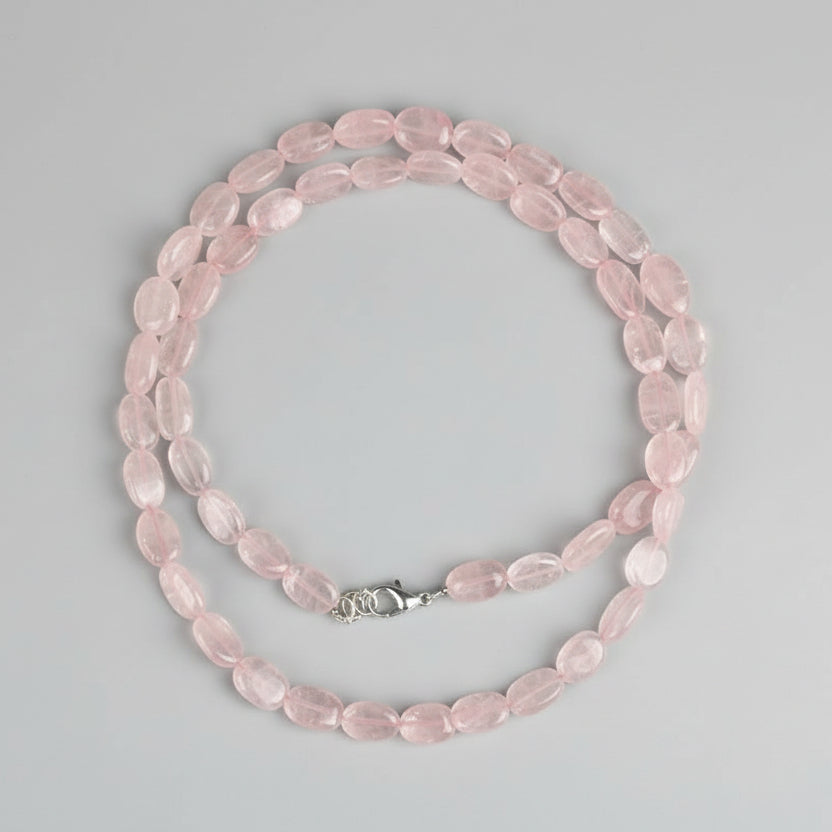 Rose Quartz Oval Mala (8 mm)-54 Beads