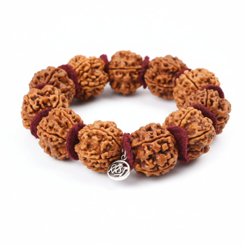 5 Mukhi Guru Bracelet (I)-Small-Woolen Spacers