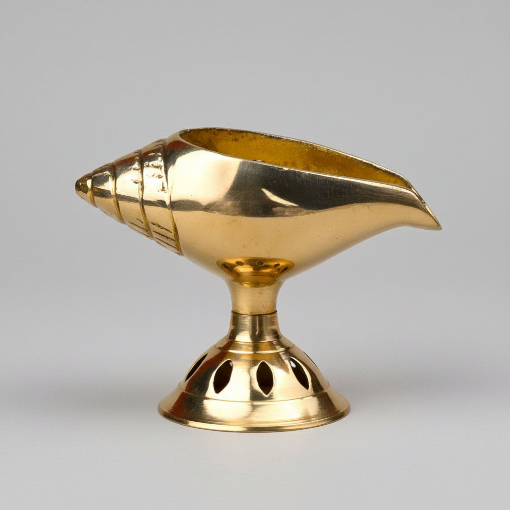 Brass Shankh Diya-Antique Finish