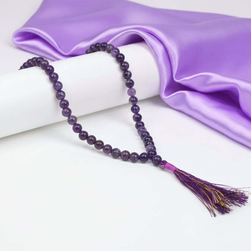 Amethyst Round Beads Mala-7 mm