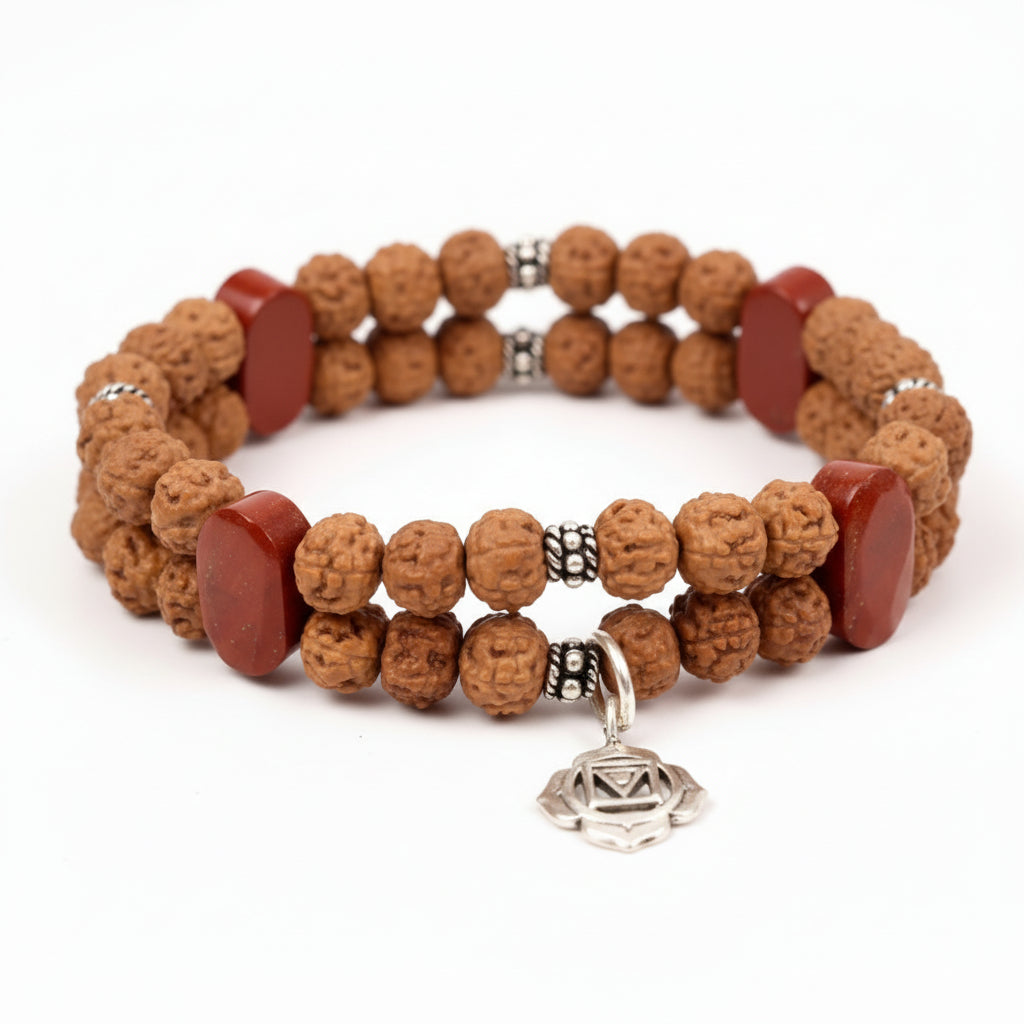 6 Mukhi Rudraksha and Jasper Bracelet - I