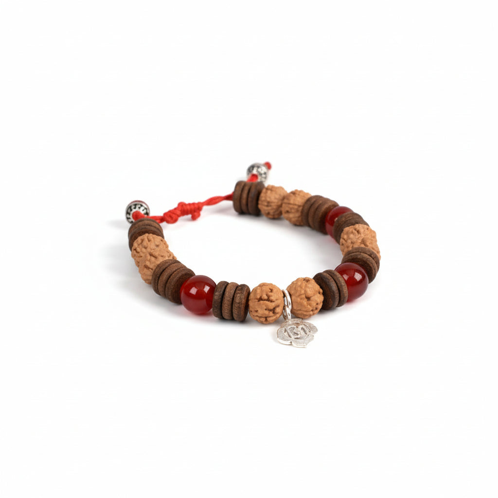 6 mukhi Rudraksha and Red Carnelian Bracelet