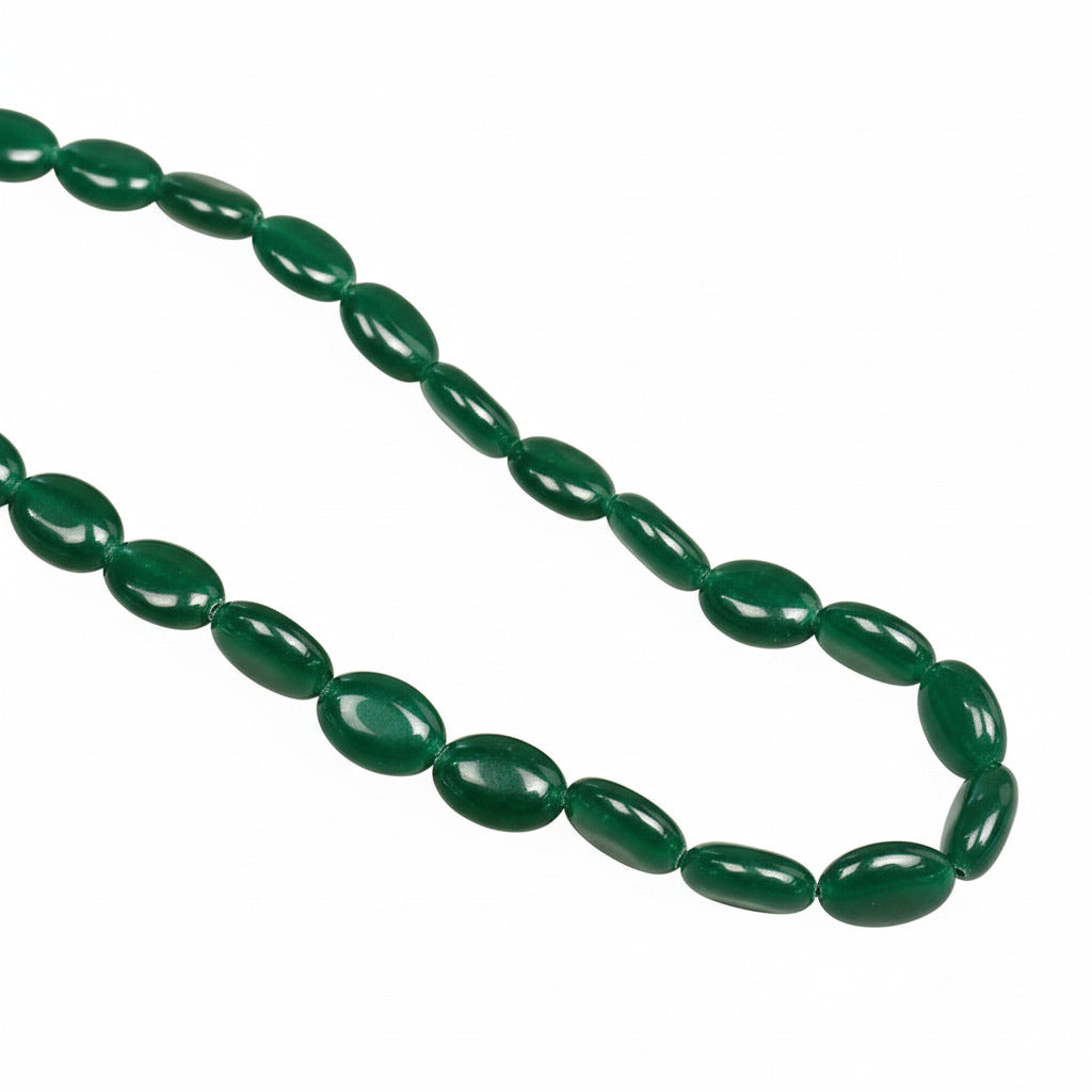 Green Onyx Oval Beads Necklace-8 mm