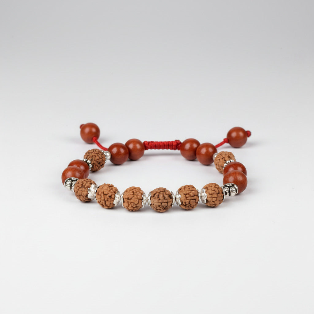 6 Mukhi Rudraksha and Red Jasper Bracelet