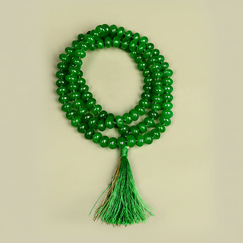 Green Onyx Elliptical Beads Mala