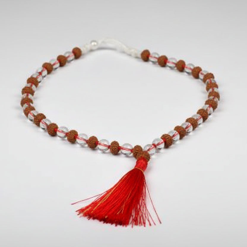 9 Mukhi Rudraksha & Sphatik Beads Mala-7 mm