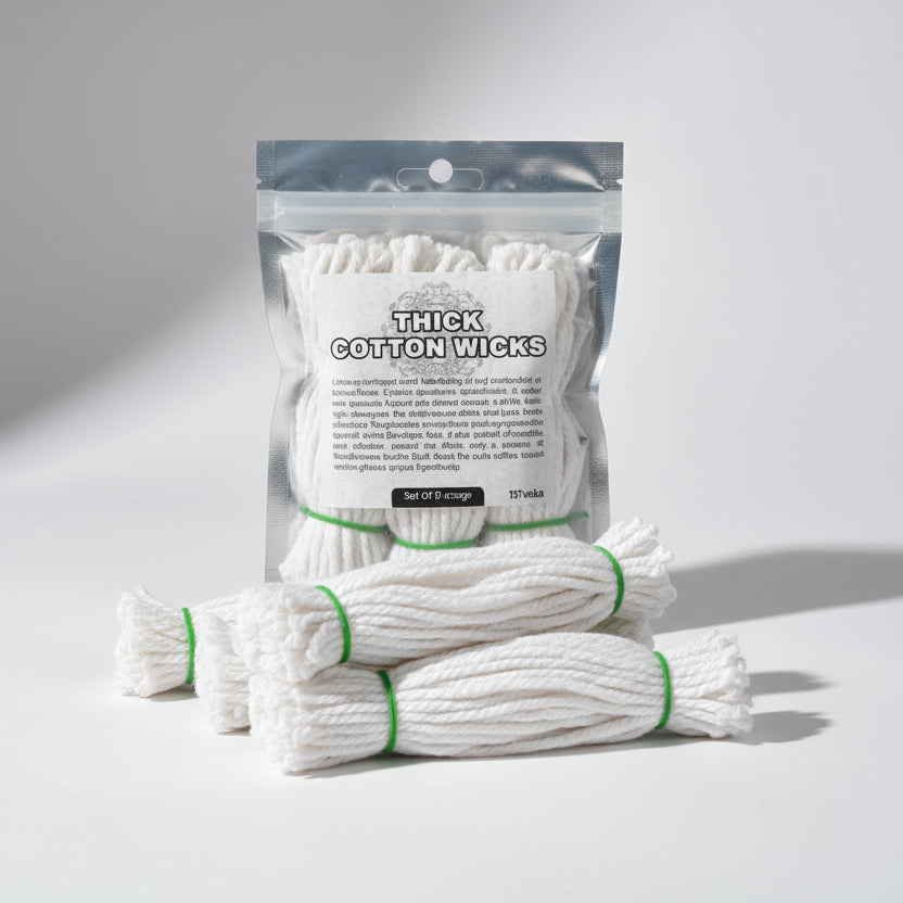 Thick Cotton Wicks-Set of 10 (50 Wicks Each) Small