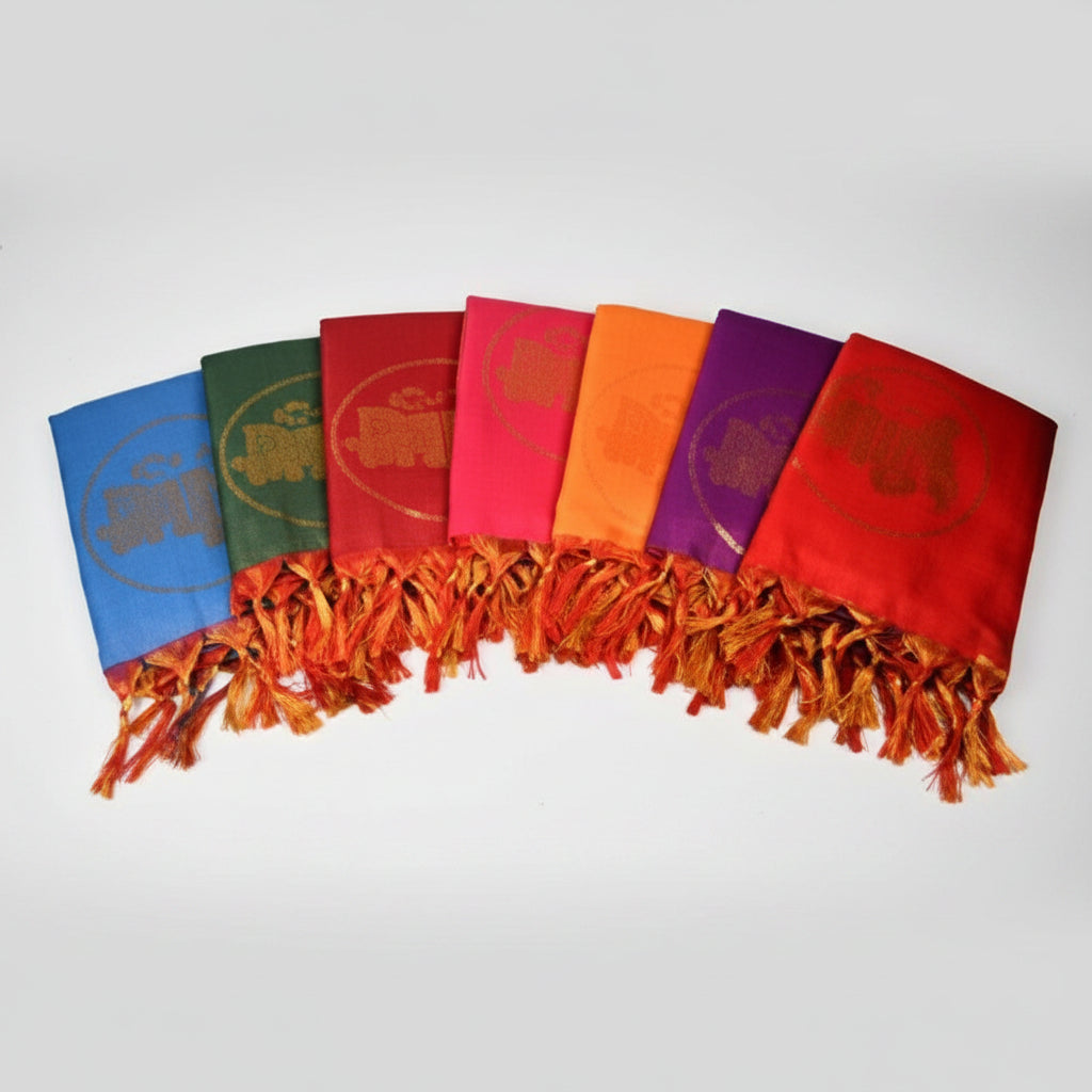 Jai Sri Ram Shawl in Art Silk-Red