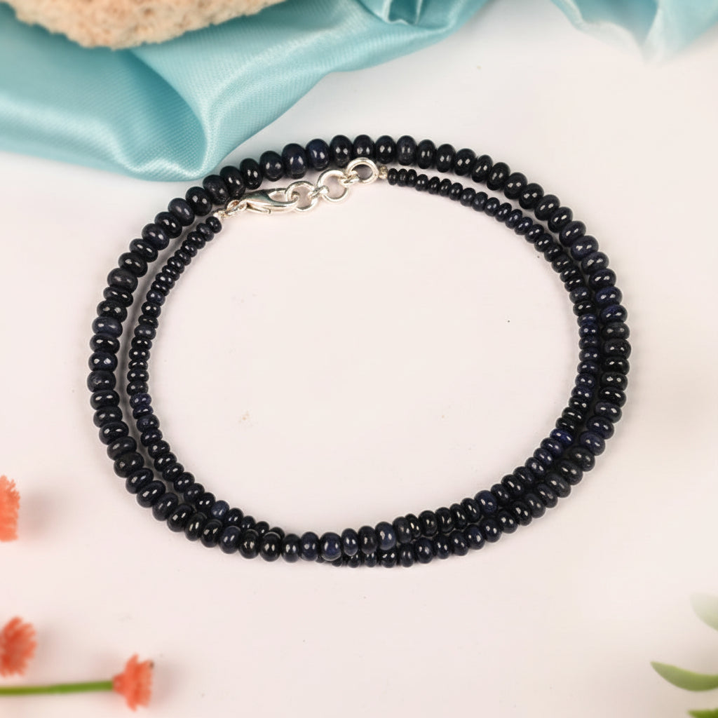 Blue Sapphire Button Shape Necklace-102 carats