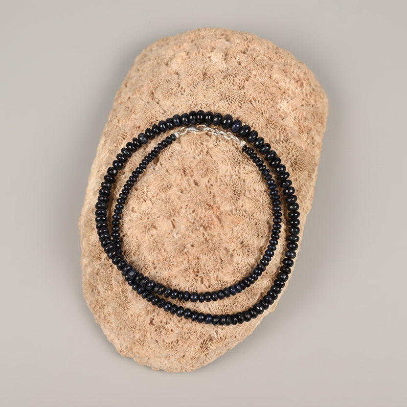 Blue Sapphire Button Shape Necklace-104 carats