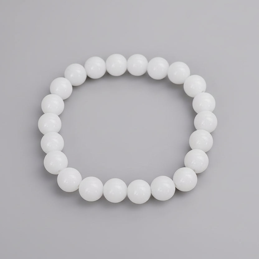 White Agate Bracelet in Elastic