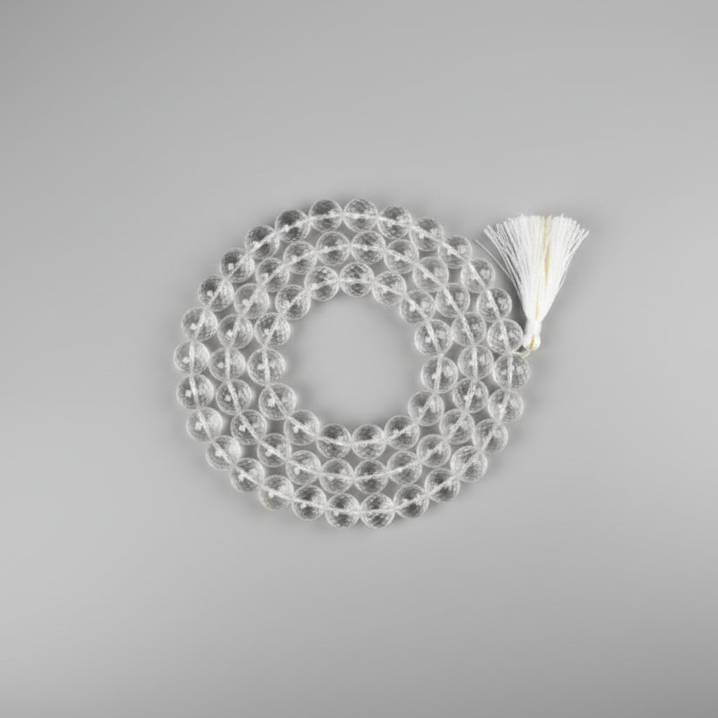 Diamond Cut Sphatik Mala-54+1 Beads (Size: 20 mm)
