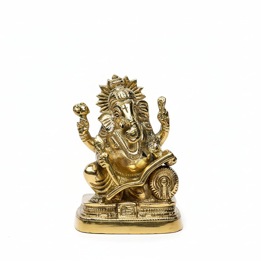Lord Ganesha Writing the Mahabharat Brass Idol