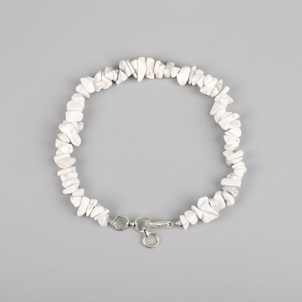 Howlite Uncut Beads Bracelet-Single Layer