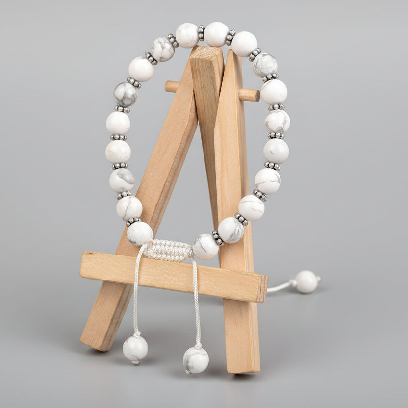 Howlite German Silver Chakri Adjustable Bracelet