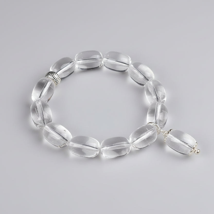 Drum Shaped Sphatik Bracelet in Elastic-Design III