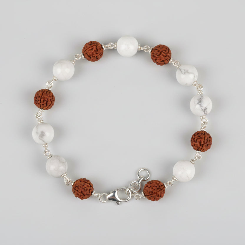 Howlite 925 Silver Wire Bracelet