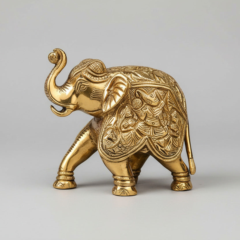 Riddhi Siddhi Ganesh on Elephant Brass Idol