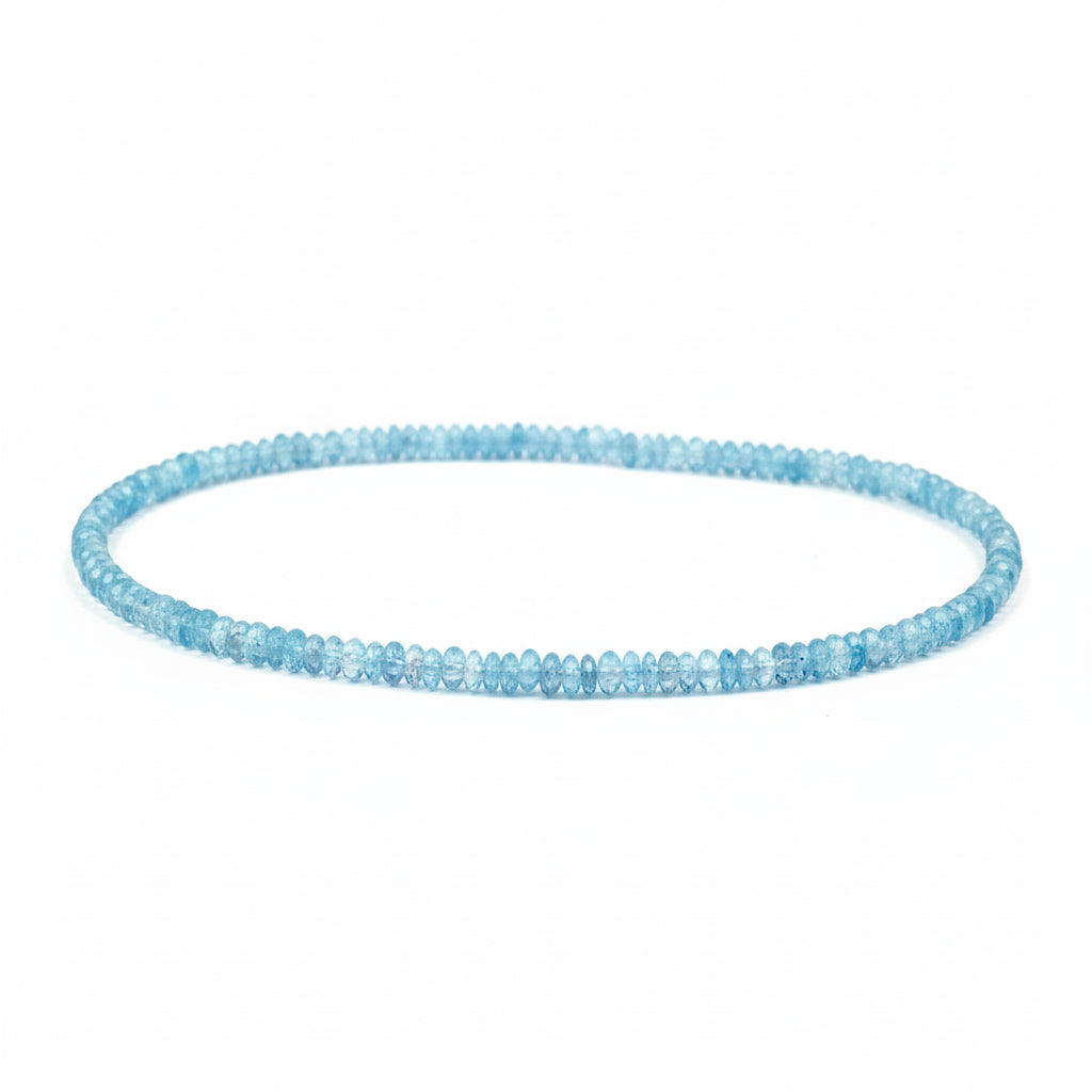 Blue Topaz Button Shape Faceted Beads Necklace-167.5 Carat