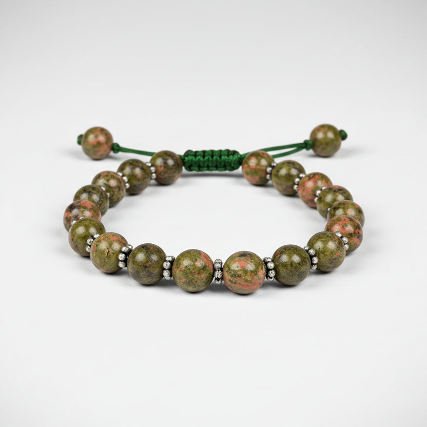 Unakite German Silver Chakri Adjustable Bracelet