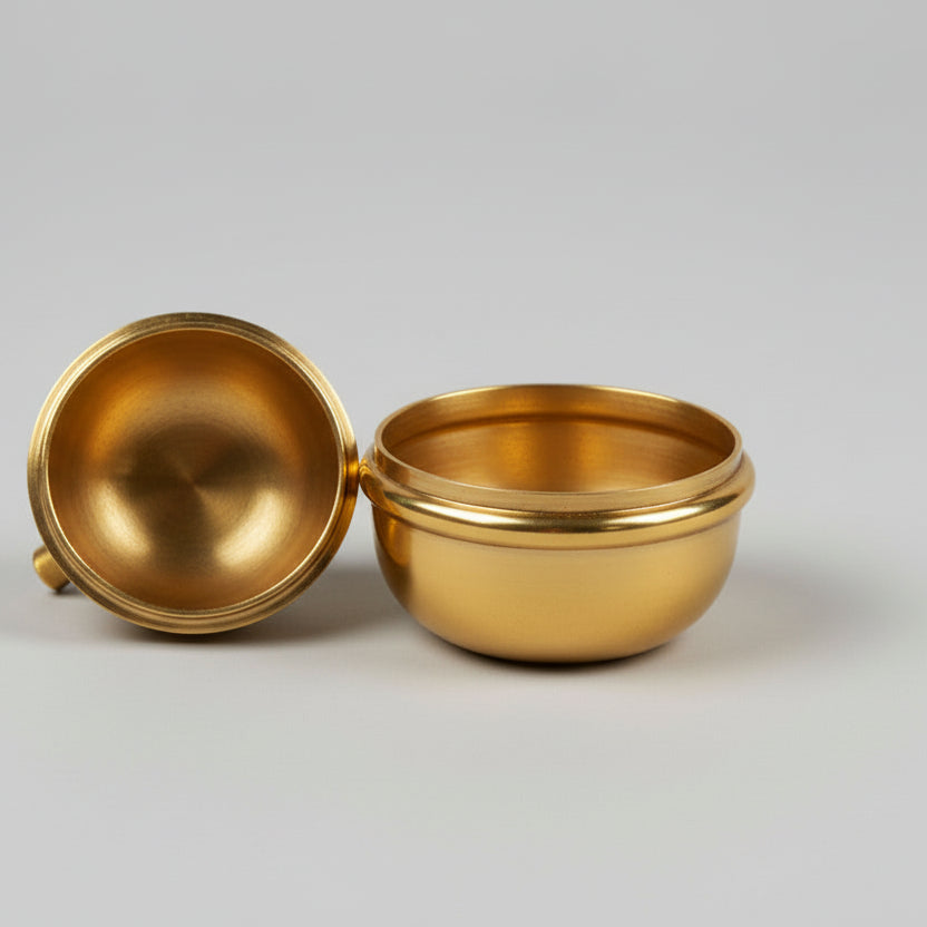Brass Apple Design Haldi Kumkum Container (Dibbi)-Set of 2
