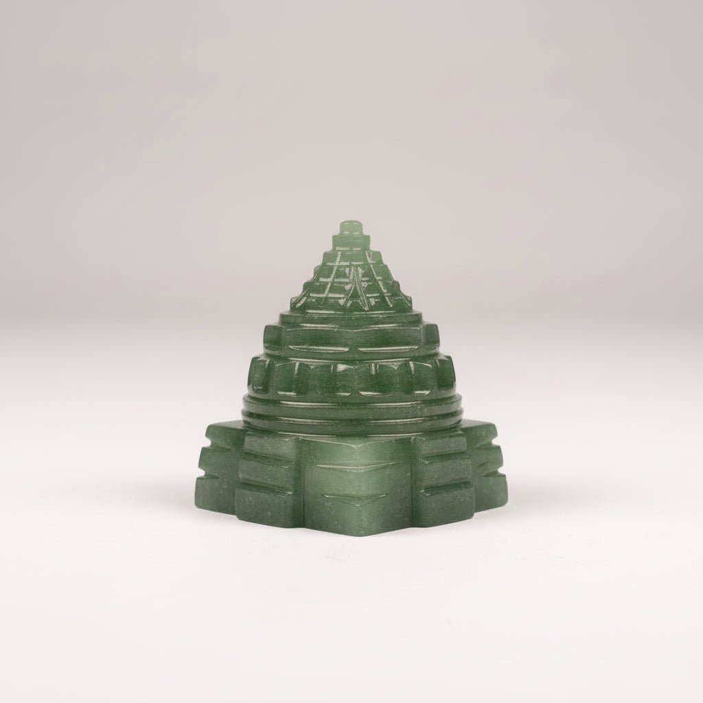 Green Jade Stone Shree Yantra - 128 gms