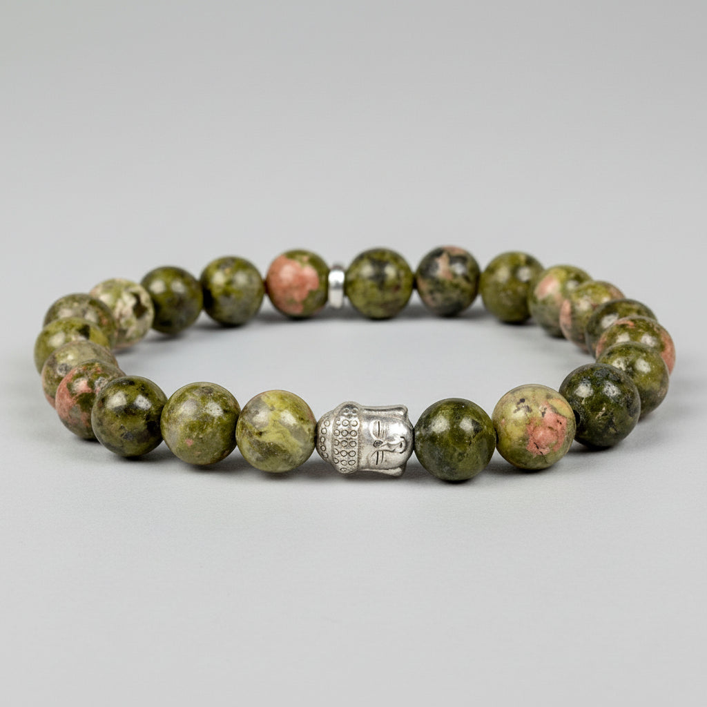 Unakite Buddha Charm Bracelet