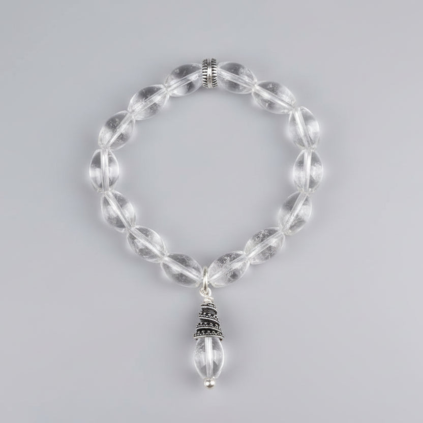 Lingam Shaped Sphatik Bracelet in Elastic-Design III