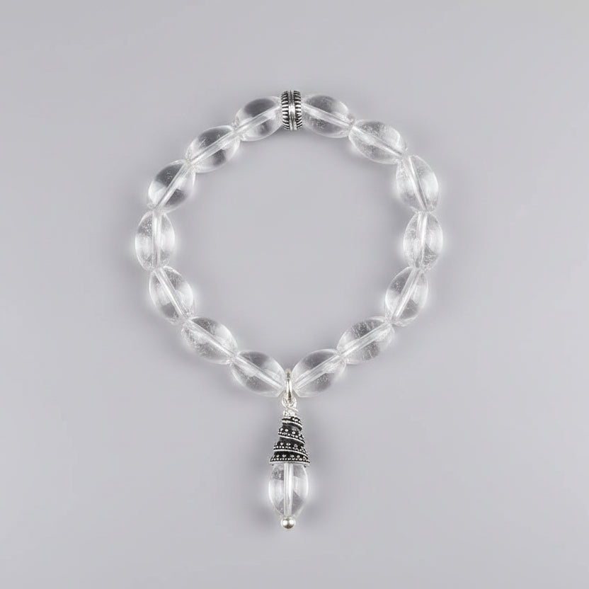Lingam Shaped Sphatik Bracelet in Elastic-Design I