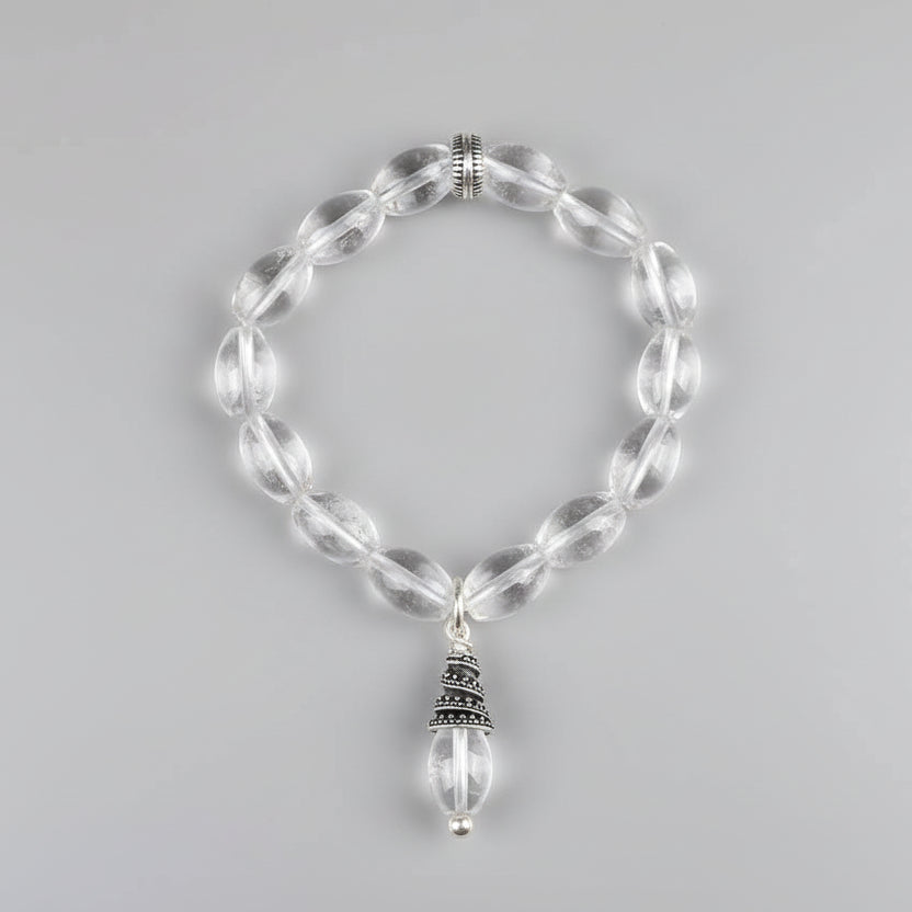 Lingam Shaped Sphatik Bracelet in Elastic-Design II