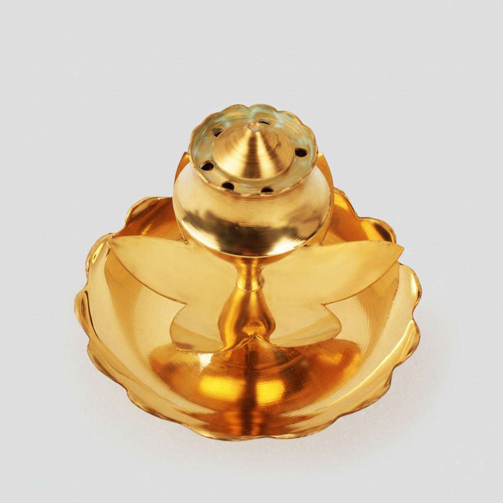 Floral Agarbatti Stand In Brass