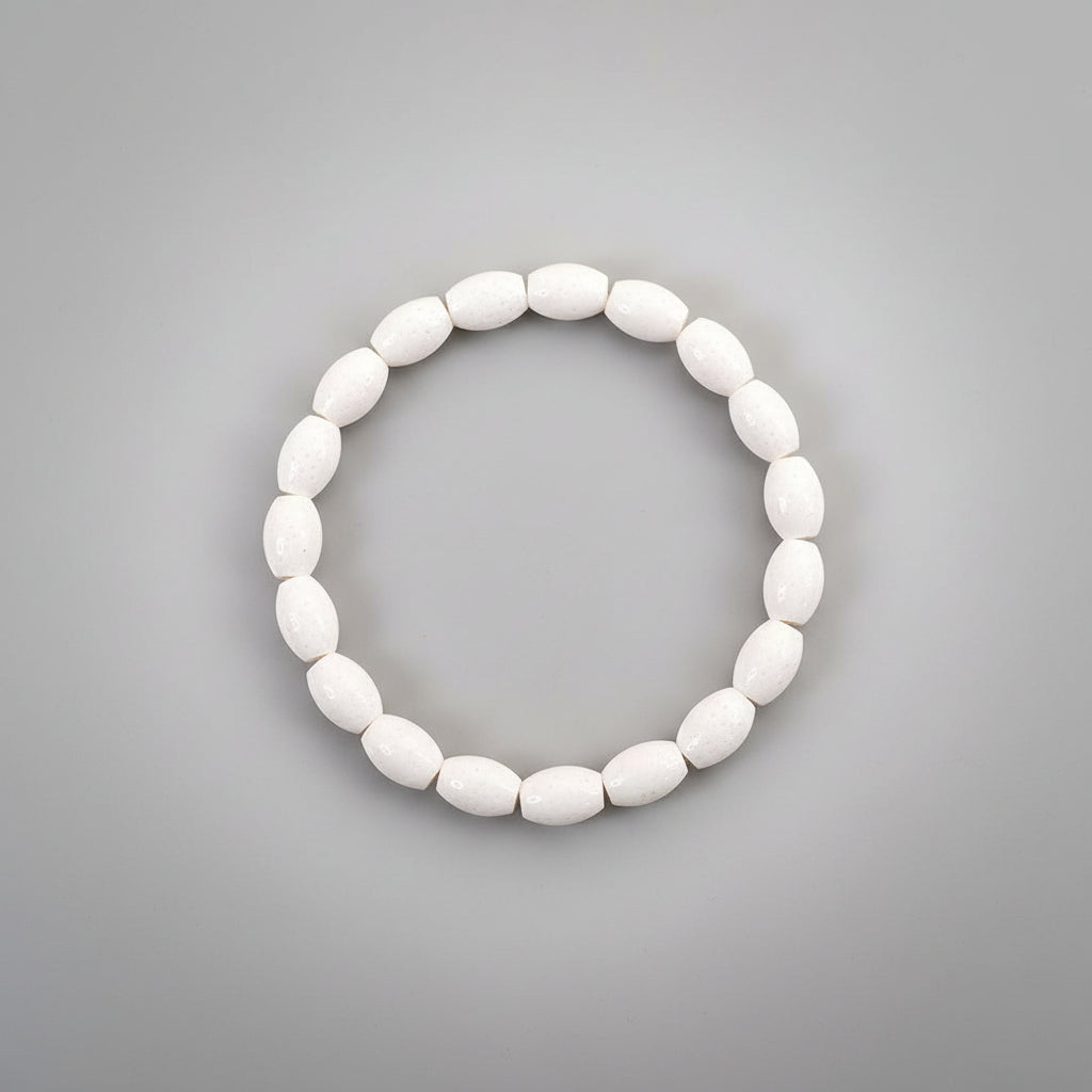 White Coral Drum Shape Elastic Bracelet