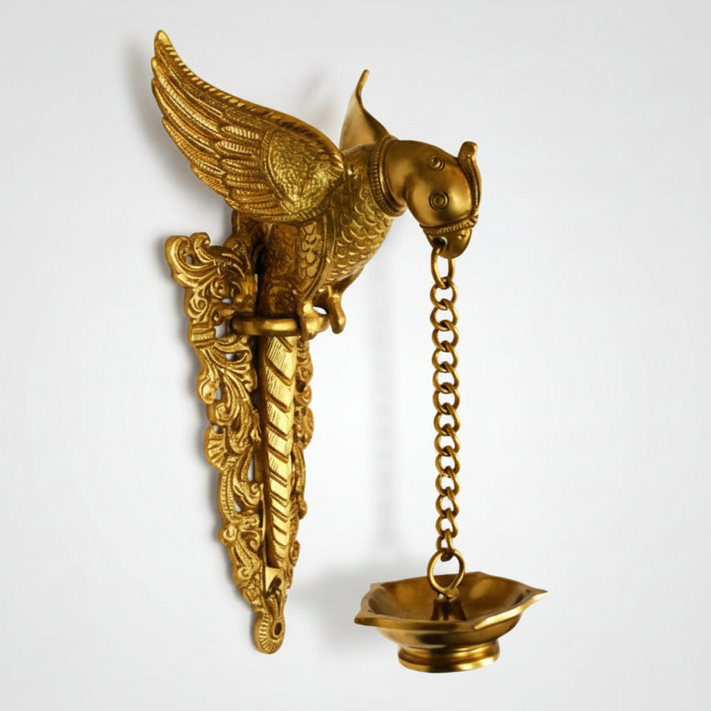 Brass Parrot Hanging Diya