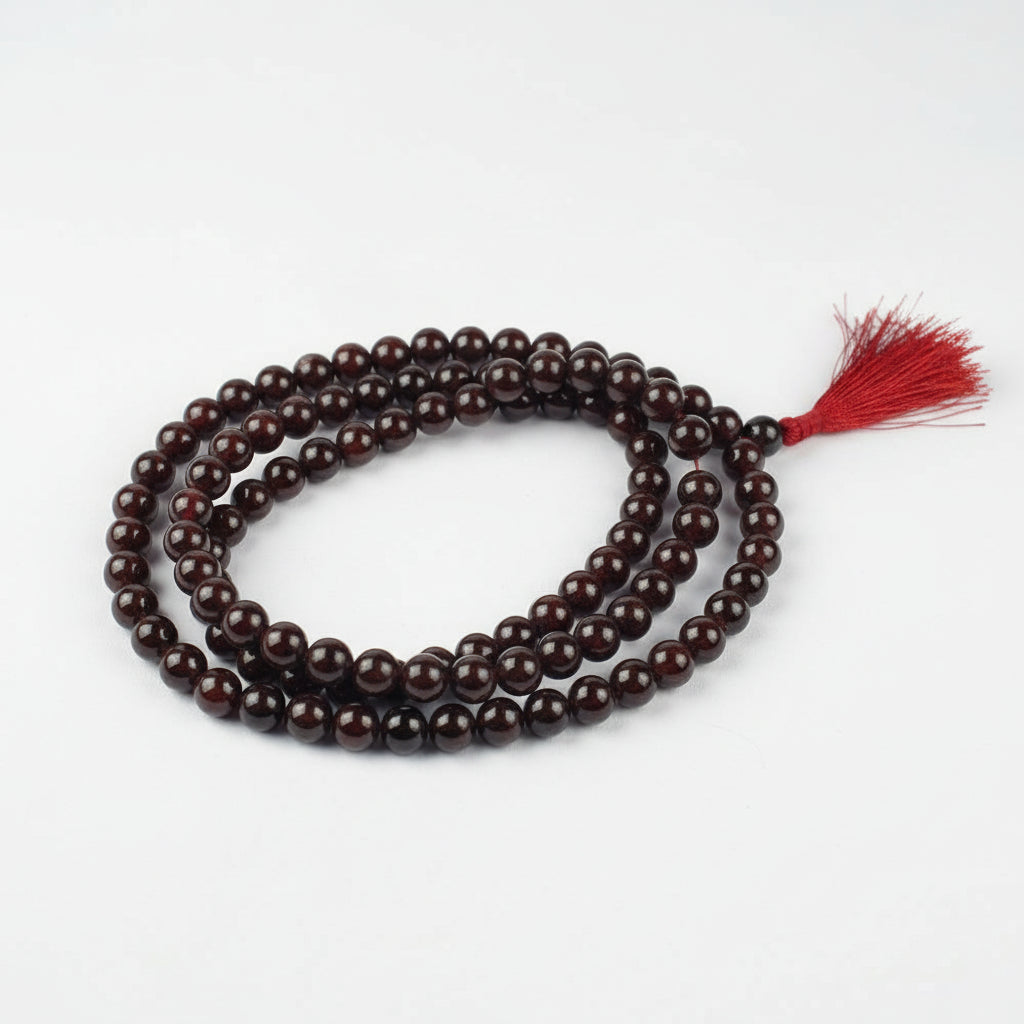 Hessonite Garnet Mala 108 + 1 Beads-6 mm