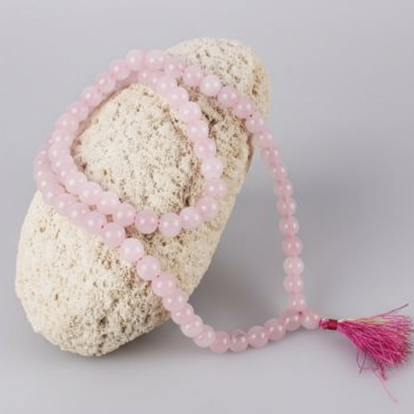 Rose Quartz Round Mala (10 mm)-54 Beads