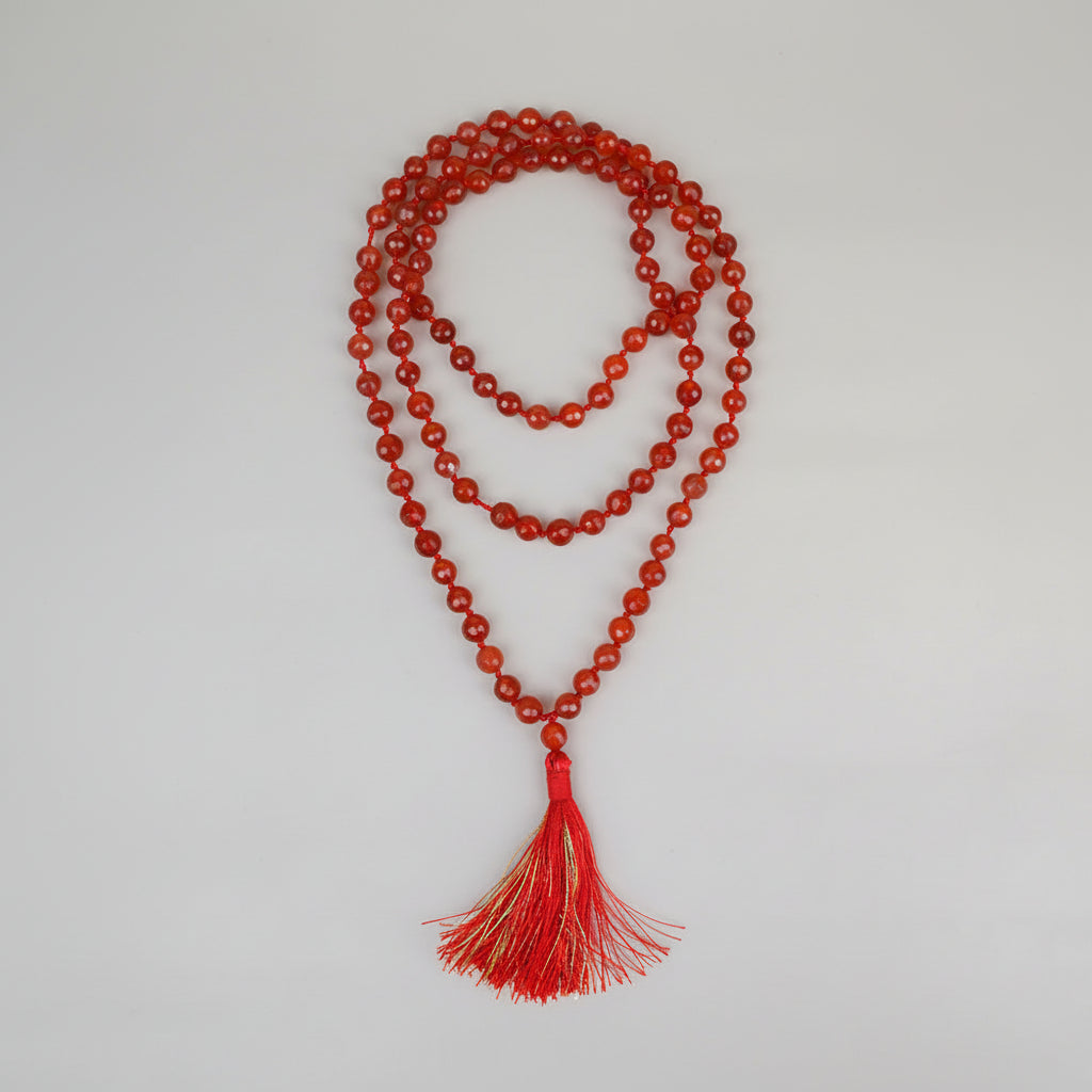Natural Red Carnelian Faceted Beads Mala-8 mm