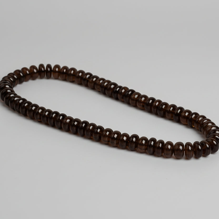 Smoky Quartz Elliptical Beads Necklace