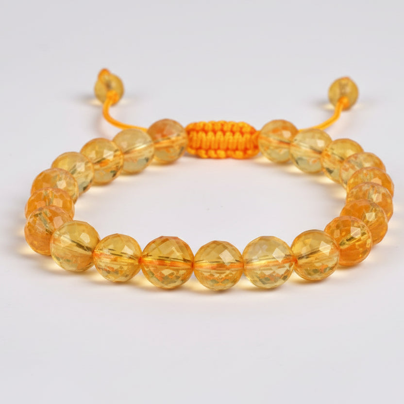 Citrine Faceted Bead Bracelet (Design III)-Elastic