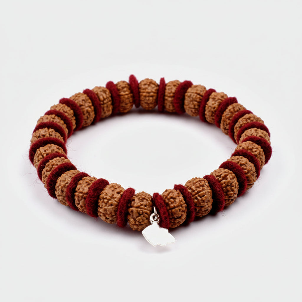 7 Mukhi Mahalaxmi Bracelet From Java In Woolen Spacers-12 mm