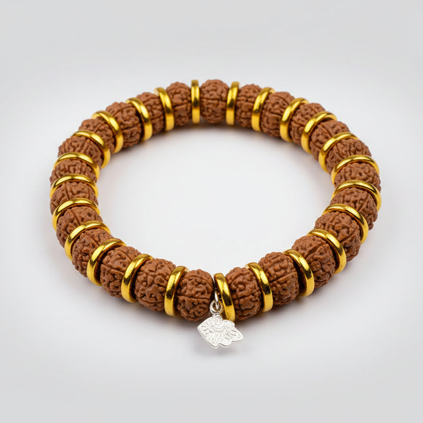 7 Mukhi Mahalaxmi Bracelet From Java In Woolen Spacers-10 mm