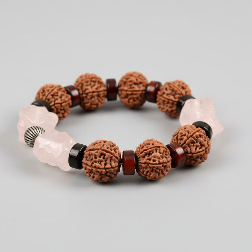 7 Mukhi and Rose Quartz Gemstone Bracelet
